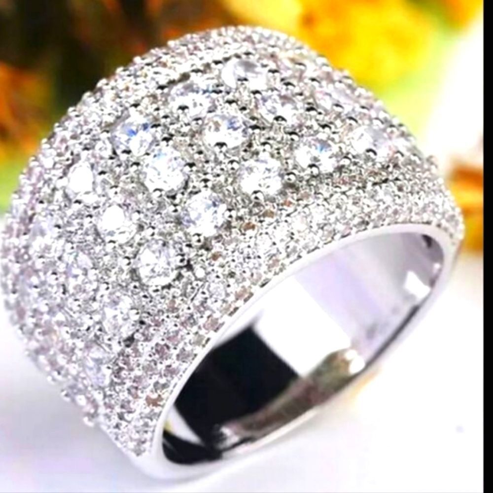 4 Ct. Clear White Baguette Diamond Ring 14K White Gold on 925 Silver  - Picture 4 of 7